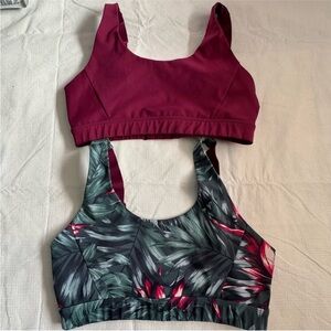Lole Sports Bras - Burgundy and Tropical Print
